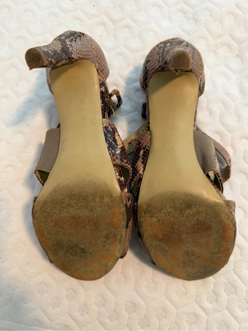 Anne Klein Taupe/Brown Snake-Print Slingback Heels - Picture 5 of 6
